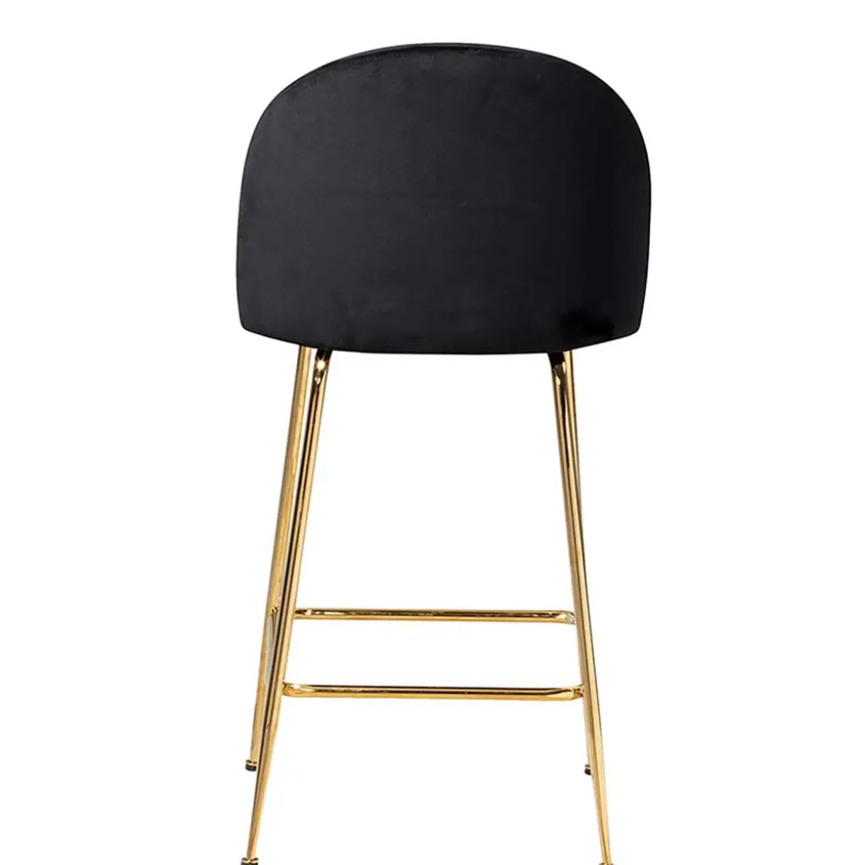 Retrostyle Barstuhl in Schwarz und Gold - Chiosma (2er Set)