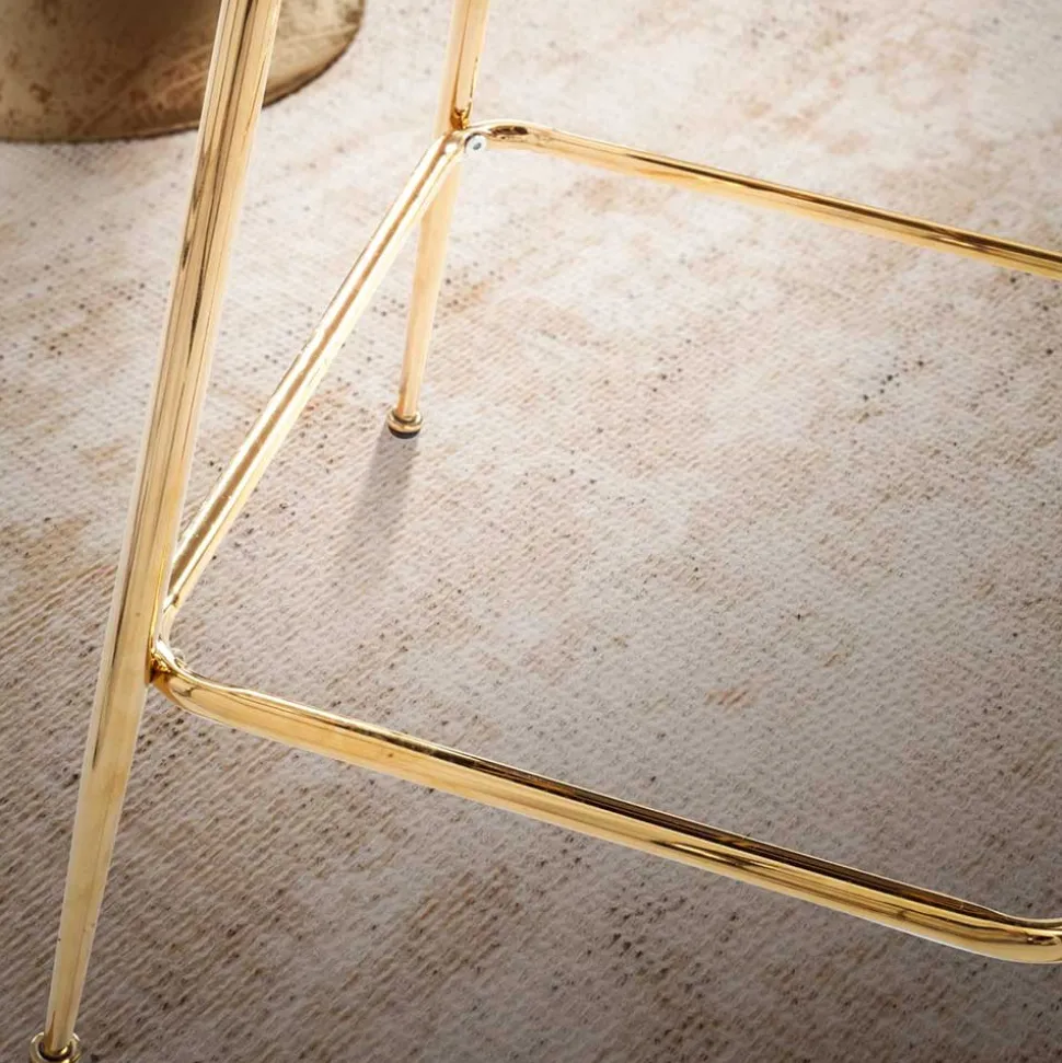 Retrostyle Barstuhl in Schwarz und Gold - Chiosma (2er Set)