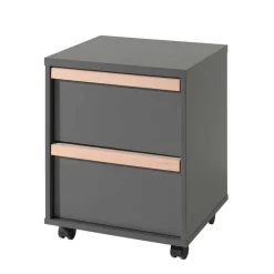 Rollcontainer in Grau mit Buche - Navlius