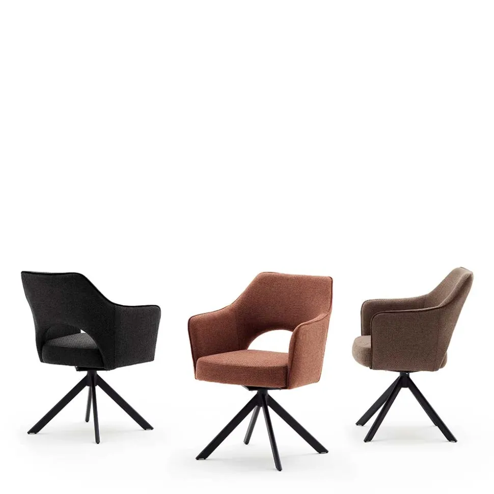 Rostbrauner Polsterstuhl mit Armlehnen - Vlacoma (2er Set)