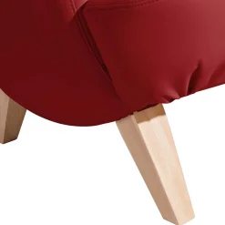 Roter Kunstledersessel mit Buche Beinen - Systrem