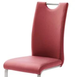 Roter Schwingstuhl Kunstleder Cajonara mit Fuß aus Edelstahl (4er Set)