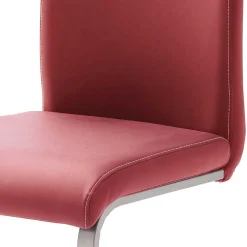 Roter Schwingstuhl Kunstleder Cajonara mit Fuß aus Edelstahl (4er Set)
