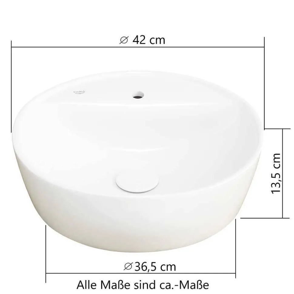 Runde Bad-Lichtspiegel & 2er Waschtisch - Crystoga (dreiteilig)