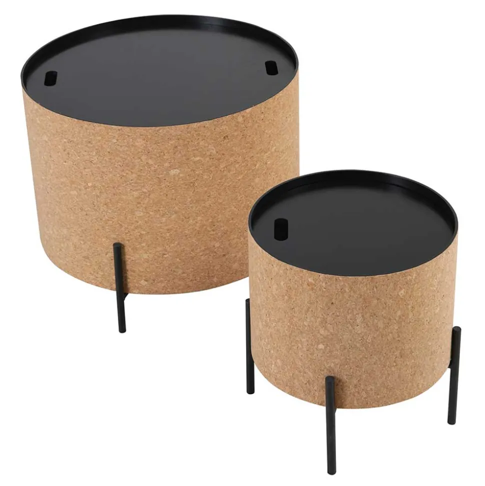 Runde Beistelltische mit Stauraum - Abellesa (zweiteilig)