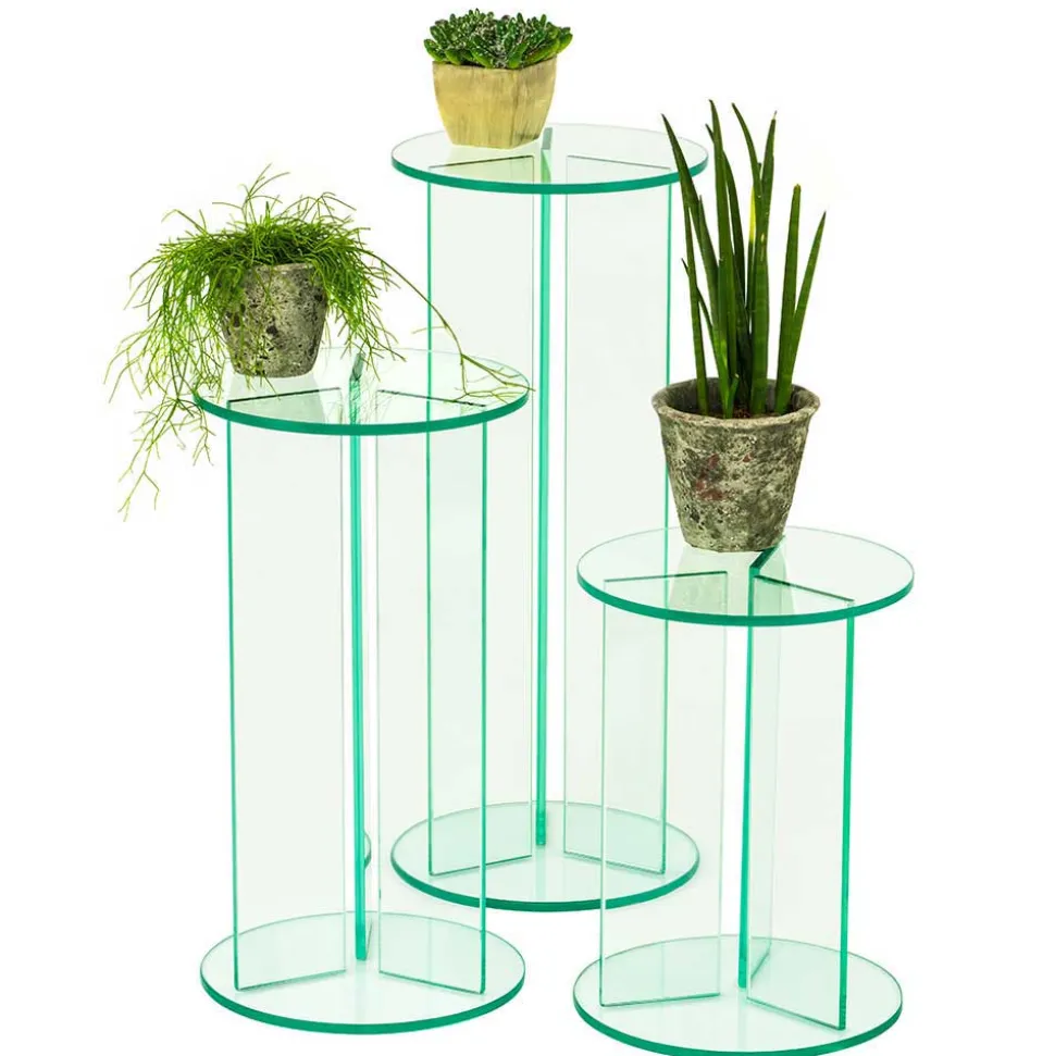 Runde Blumensäulen aus Glas - Shivan (dreiteilig)