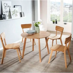 Runde Essgruppe aus Massivholz - Priemwa (fünfteilig)