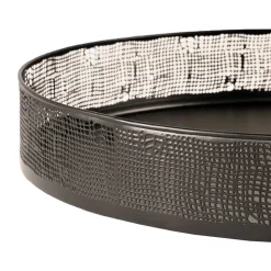 Runde Metalltabletts in Schwarz - Kreta (zweiteilig)