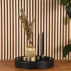 Runde Metalltabletts in Schwarz - Kreta (zweiteilig)