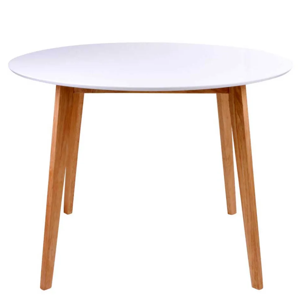 Runde Scandi Essgruppe in Weiß - Alberello (fünfteilig)