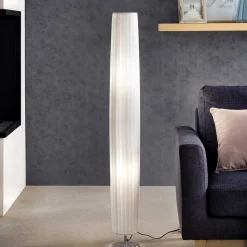 Runde Stehlampe in Weiß & Chrom - Radojan