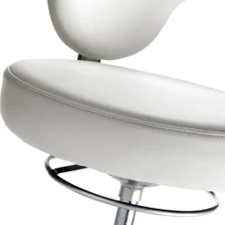 Runder Arbeitshocker mit Lehne in Weiß Kunstleder - Mosari