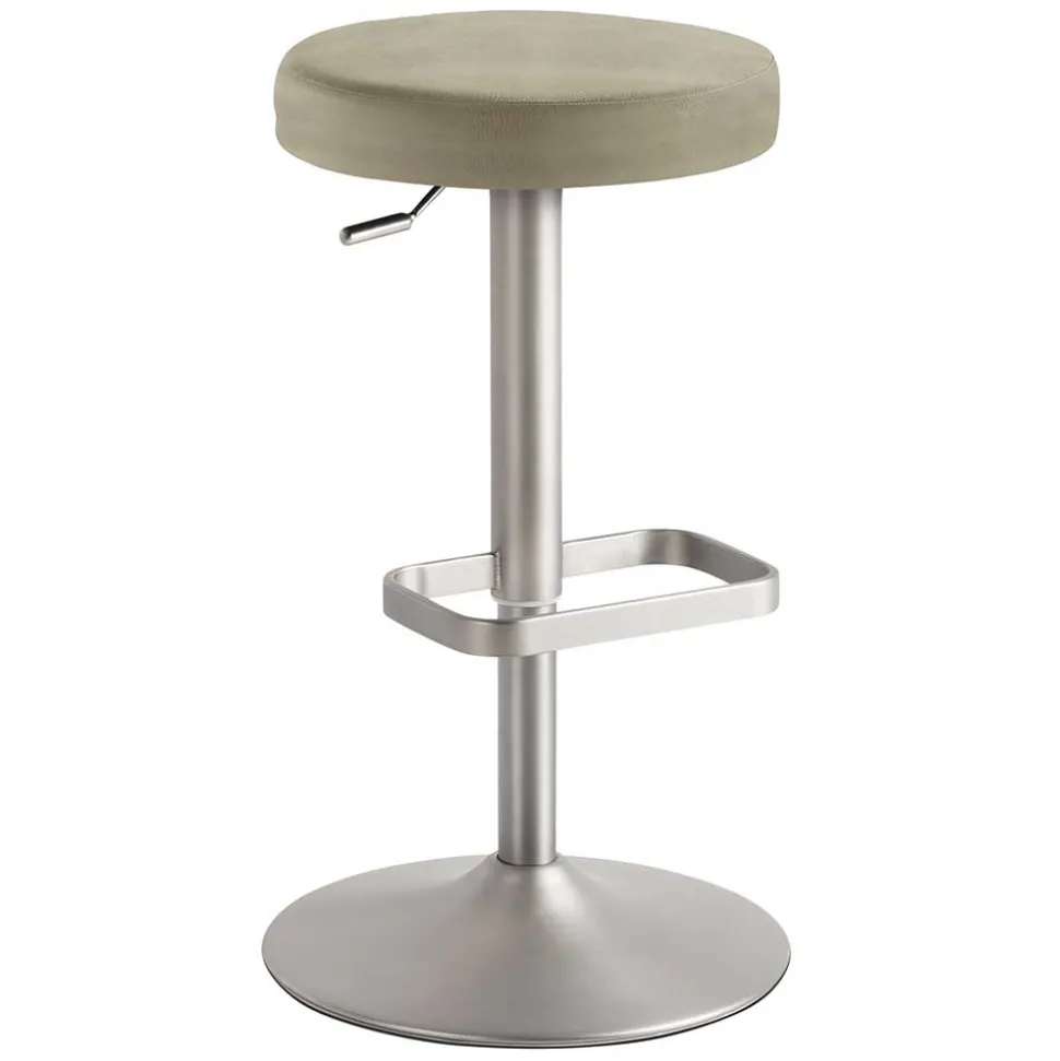 Runder Barhocker aus Microfaser Taupe - Oracio