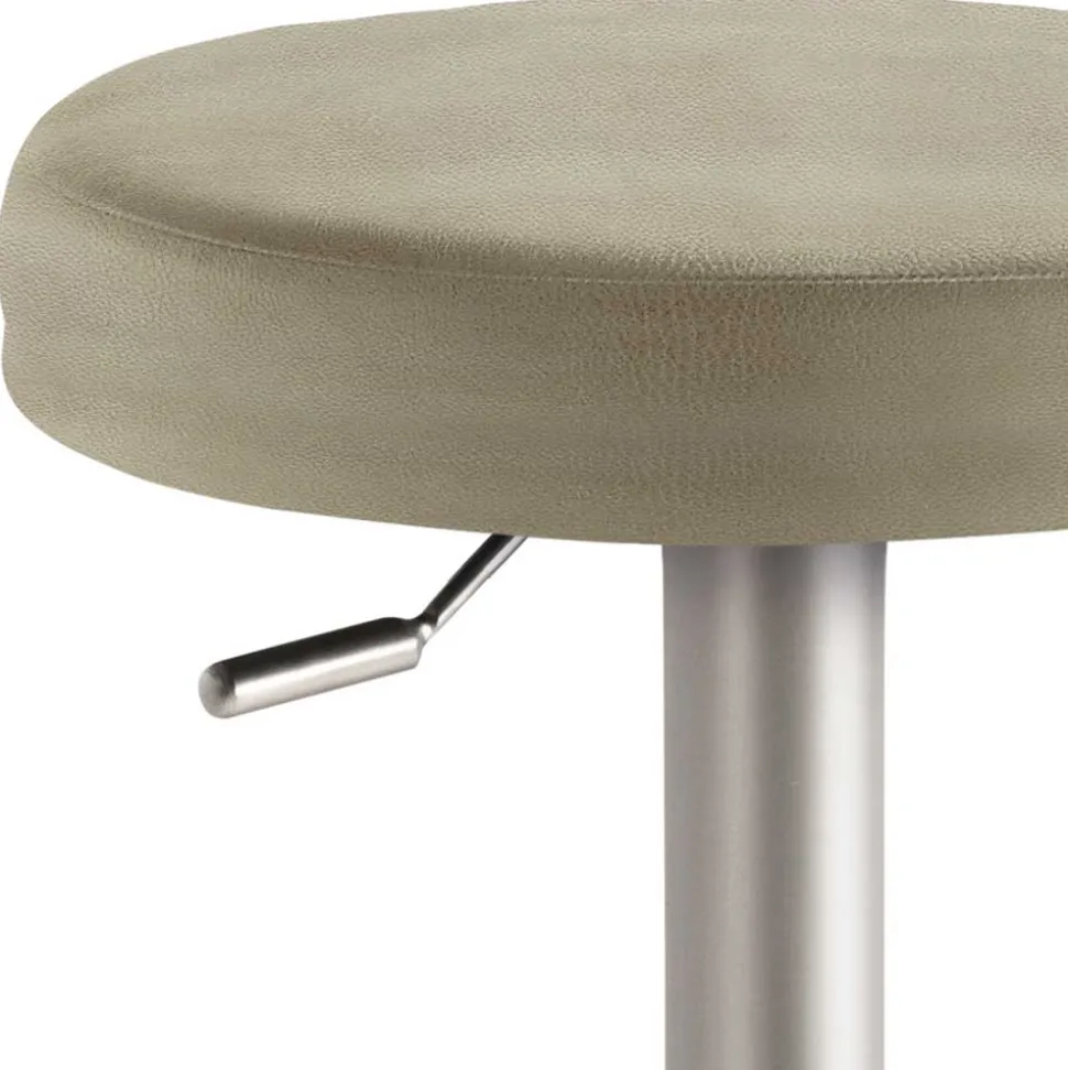 Runder Barhocker aus Microfaser Taupe - Oracio