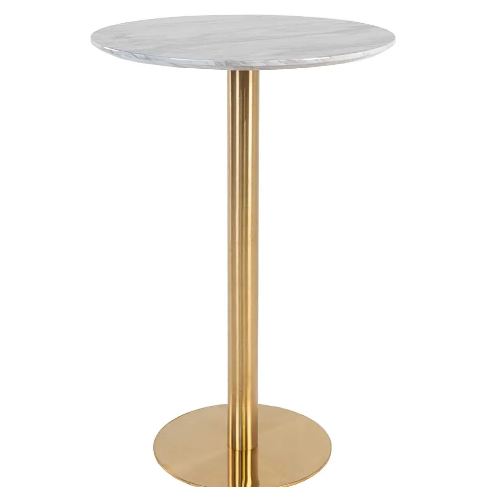 Runder Bartisch in Marmor Optik & Gold - Vinarios