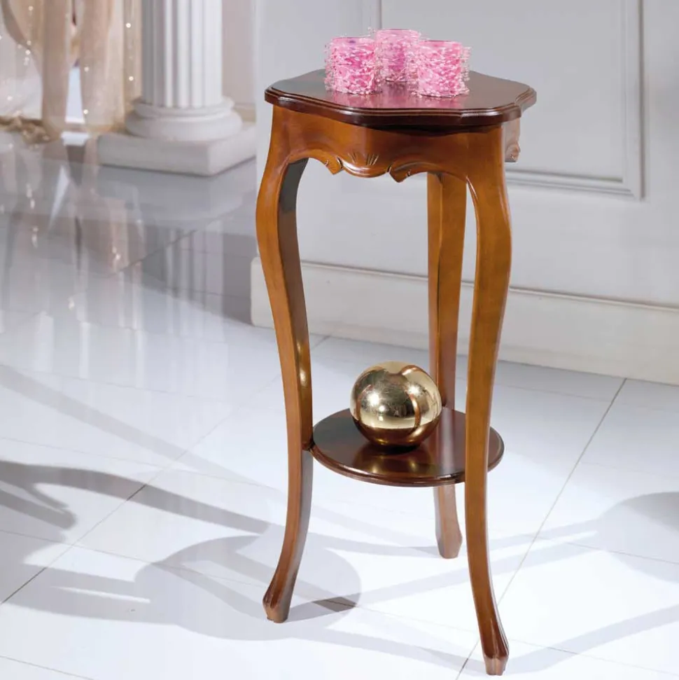 Runder Beistelltisch 36cm Luvretto mit Furnier Nussbaum