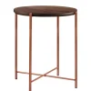 Runder Beistelltisch in Nussbaum und Kupfer - Jailen