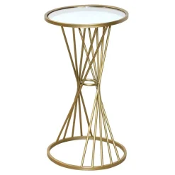 Runder Beistelltisch mit Spiegelglas Platte - Titu