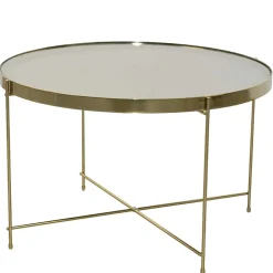 Runder Couchtisch mit Spiegelglas Platte - Justina