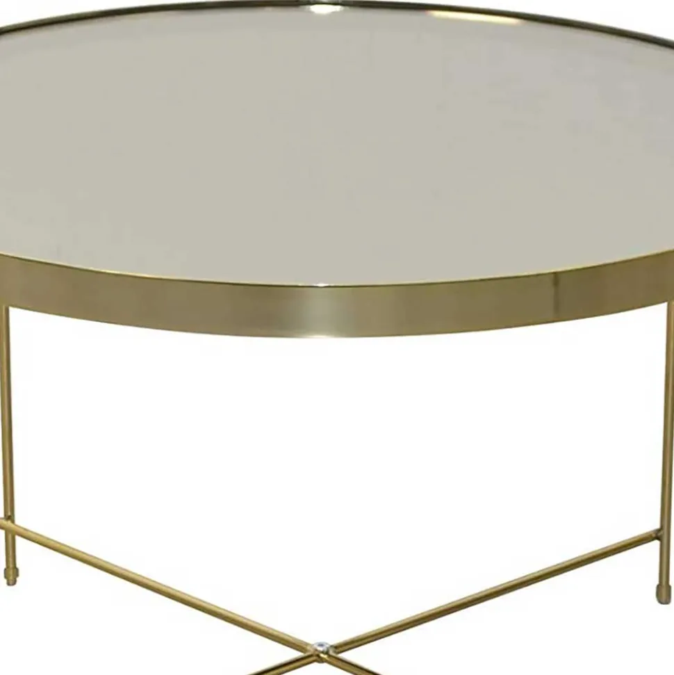 Runder Couchtisch mit Spiegelglas Platte - Justina