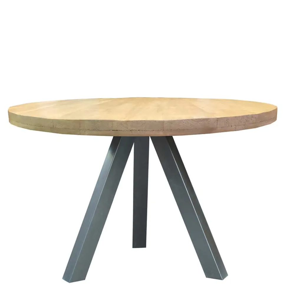 Runder Esstisch mit Holzplatte Mango - Belafoma