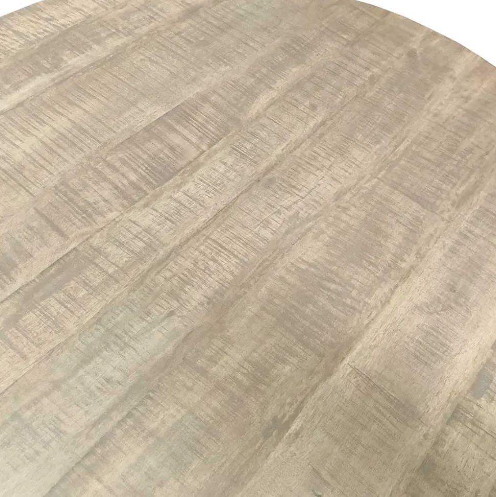 Runder Esstisch mit Holzplatte Mango - Belafoma