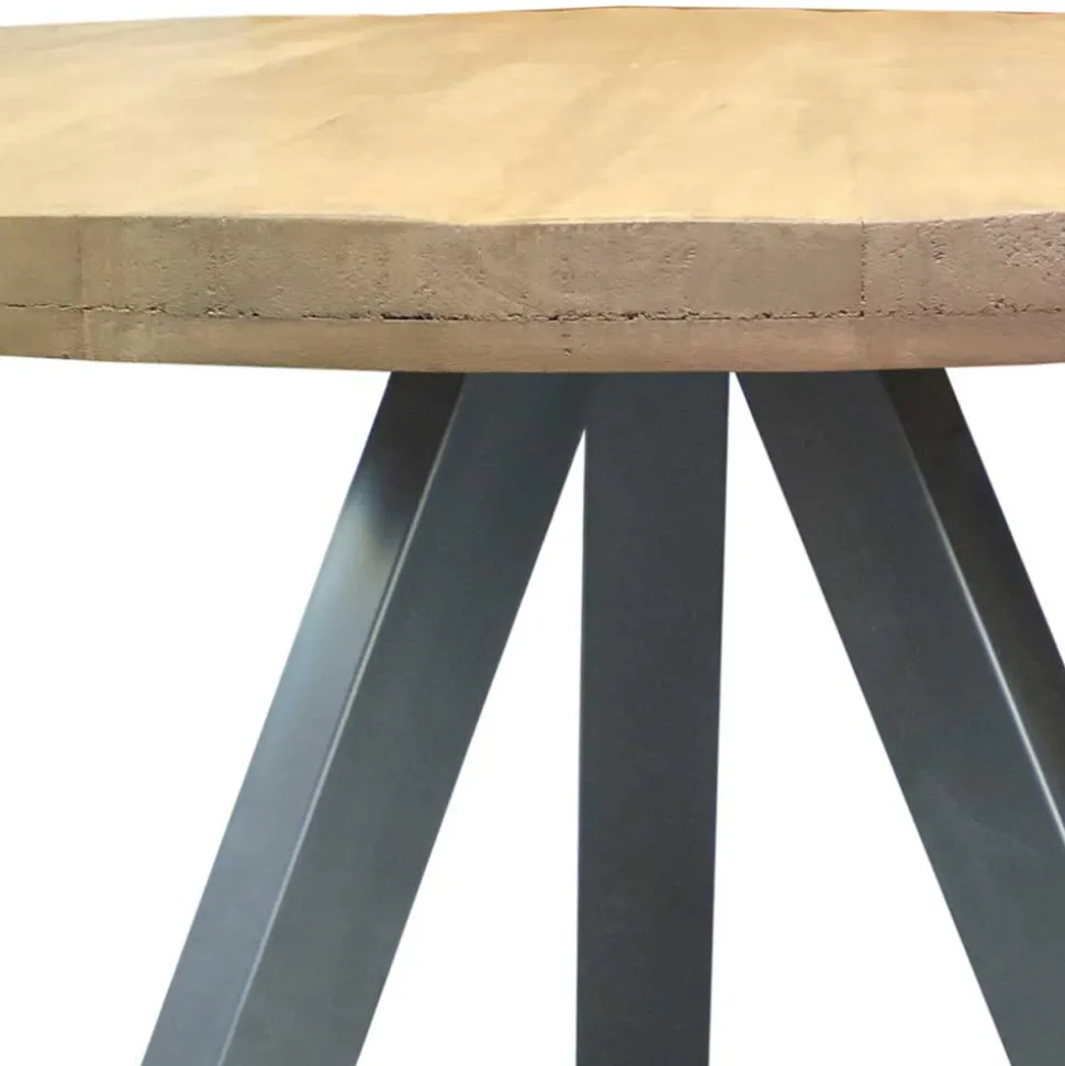 Runder Esstisch mit Holzplatte Mango - Belafoma