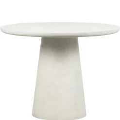 Runder Esszimmer Säulentisch in Weiß Tonfaser - Emsa
