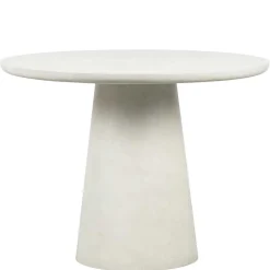 Runder Esszimmer Säulentisch in Weiß Tonfaser - Emsa