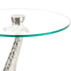 Runder Glas Beistelltisch mit Giraffe als Fuß - Fenya