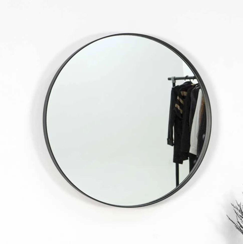 Runder Glasspiegel in Schwarz - Fulia