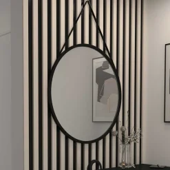 Runder Hängespiegel in Schwarz Metallrahmen - Emotionnel