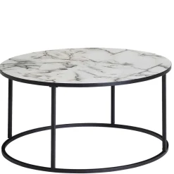Runder Hochglanz Wohnzimmertisch in Marmoroptik - Domi