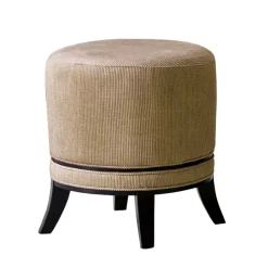 Runder Hocker aus Cord in Beige - Vonika