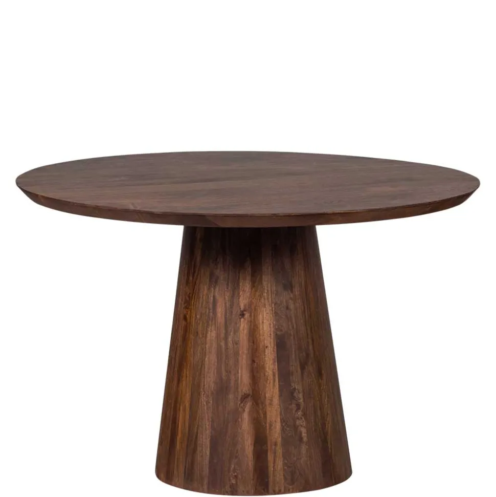 Runder Holztisch in Walnuss Braun - Vrenzo