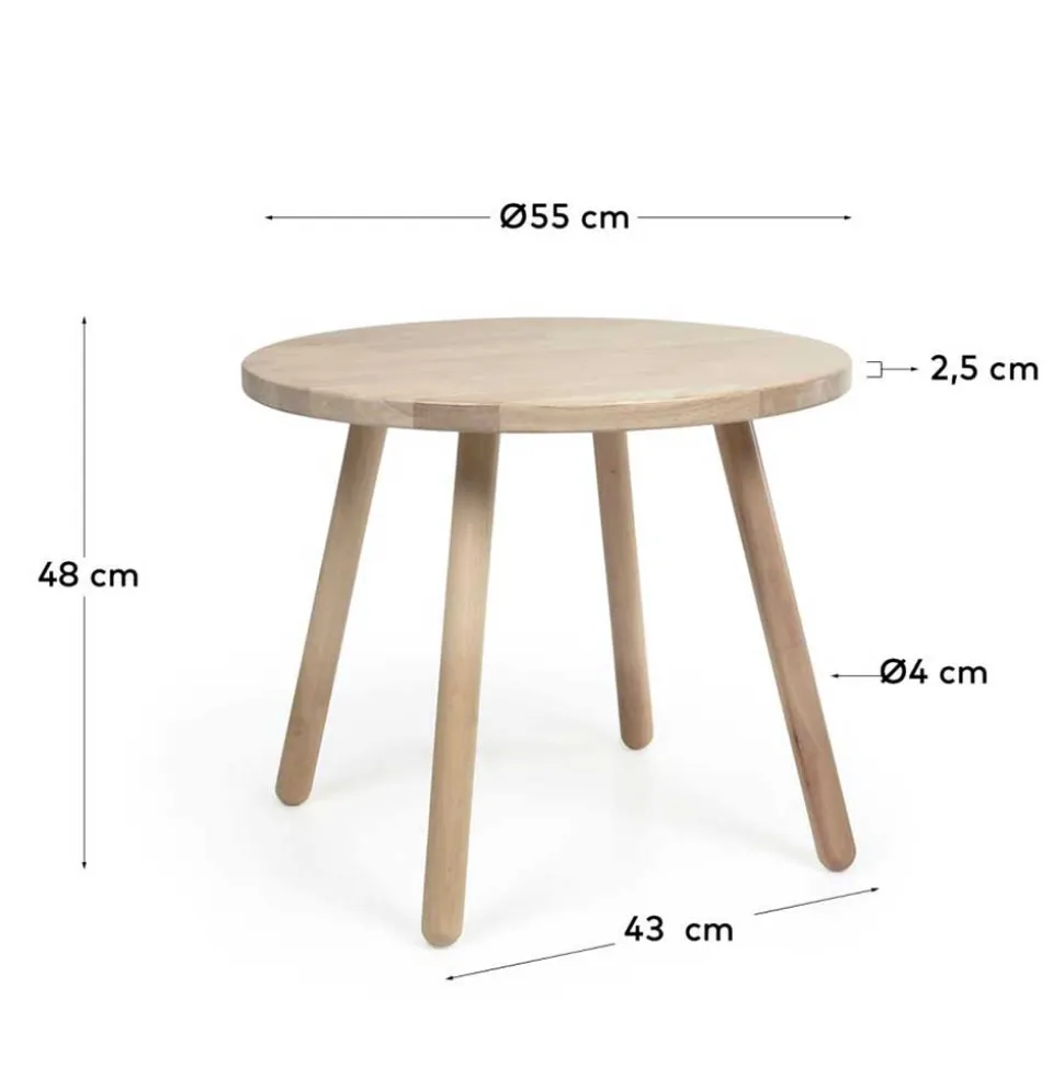 Runder Kindertisch aus Massivholz - Grove