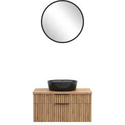 Runder LED Spiegel und Waschkonsole - Crystoga (zweiteilig)