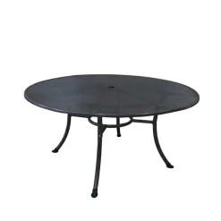 Runder Metall Gartentisch in Grau - Rattania