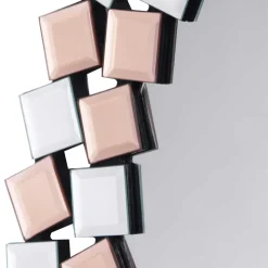 Runder Mosaik Spiegel in Rosegold - Promenada