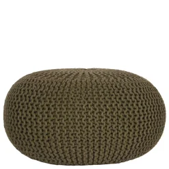 Runder Pouf im Strick Look in Oliv Grün - Sensibil