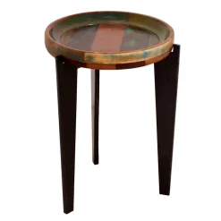 Runder Shabby Chic Beistelltisch aus Altholz - Vosbadus