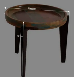 Runder Shabby Chic Beistelltisch aus Altholz - Vosbadus