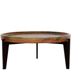 Runder Shabby Chic Couchtisch mit 3-Fußgestell - Vosbadus