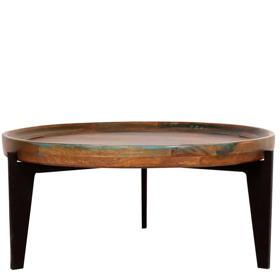 Runder Shabby Chic Couchtisch mit 3-Fußgestell - Vosbadus