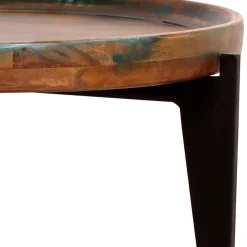 Runder Shabby Chic Couchtisch mit 3-Fußgestell - Vosbadus