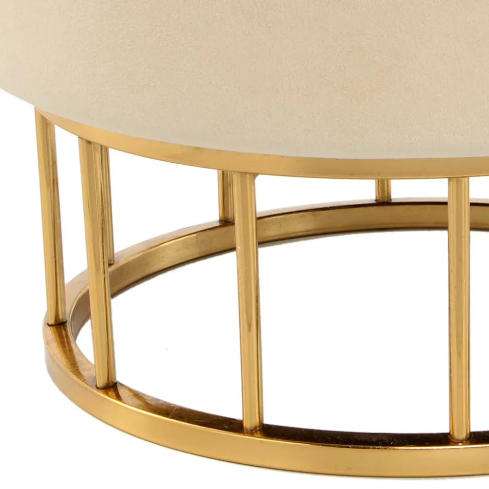Runder Stauraum Hocker in Creme & Gold - Loeesa