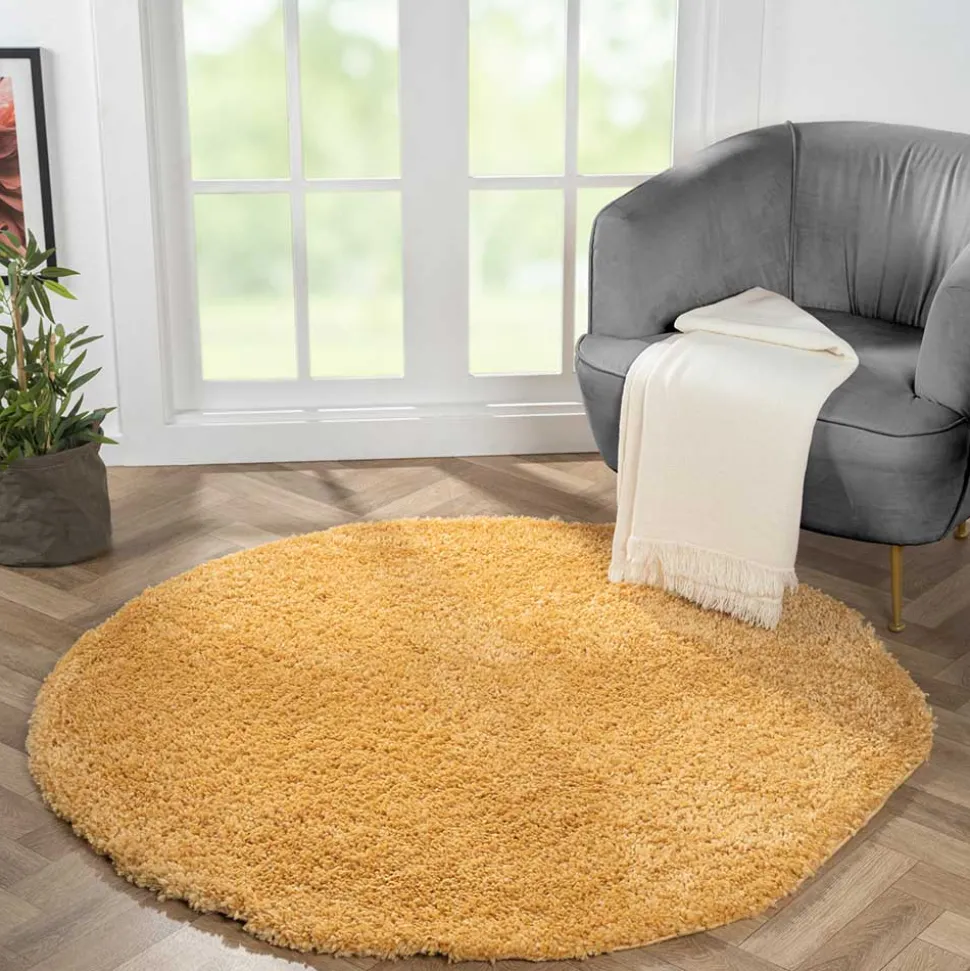 Runder Teppich in Gold Gelb - Lidoria