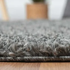 Runder Teppich mit hohem Flor in Grau - Montpa