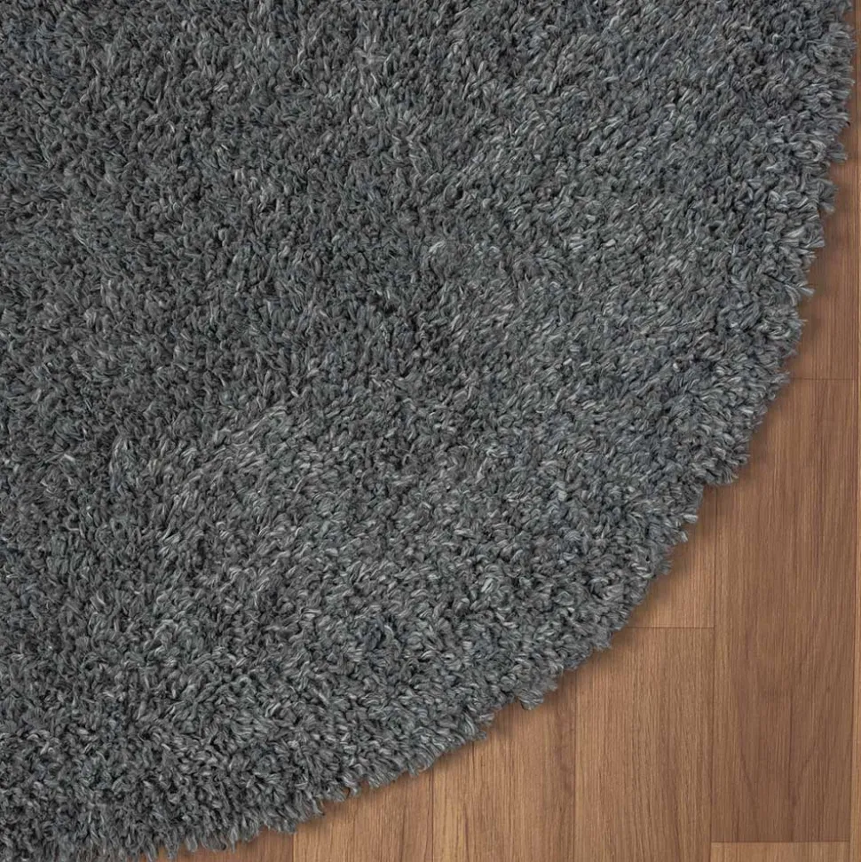 Runder Teppich mit hohem Flor in Grau - Montpa