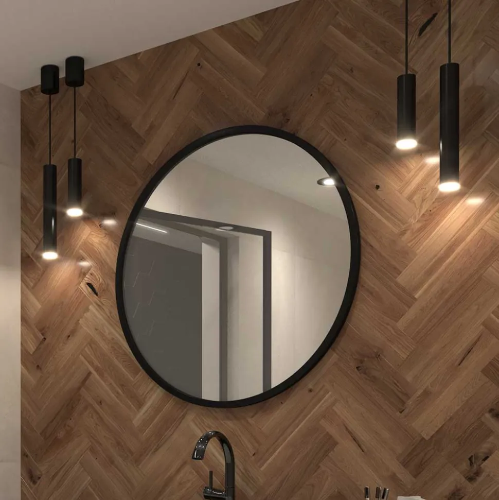 Runder Wandspiegel in Schwarz - Sacalla